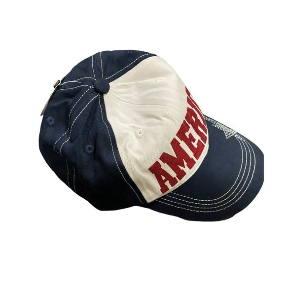 America Blue, White, Red USA Bling Baseball Cap Sparkle Hat Women Adjustable NEW - Picture 2 of 5
